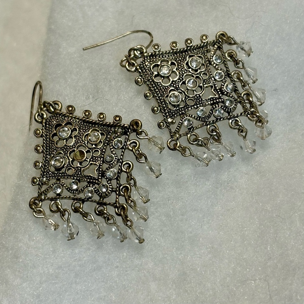 Vintage Chandelier Beaded Earrings Art Deco EUC - Picture 7 of 11